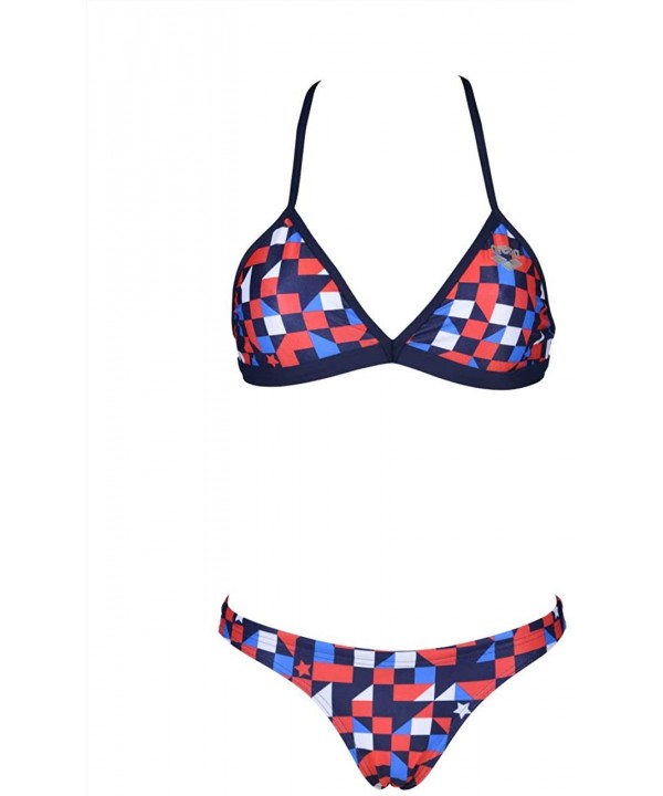 Women's Red USA Tie Back MaxLife Bikini Swimsuit - Navy/Multi - Top - CF192CTDCG3 $19.38-Tankinis