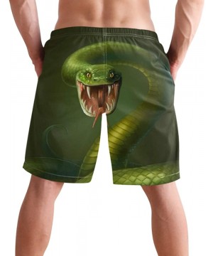 Vinatge Animal Green Snake Painting Men's Swim Trunks Quick Dry Shorts with Pockets - C0198D72TEK $25.06-Racing