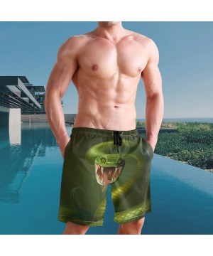 Vinatge Animal Green Snake Painting Men's Swim Trunks Quick Dry Shorts with Pockets - C0198D72TEK $25.06-Racing