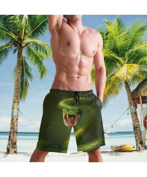 Vinatge Animal Green Snake Painting Men's Swim Trunks Quick Dry Shorts with Pockets - C0198D72TEK $25.06-Racing