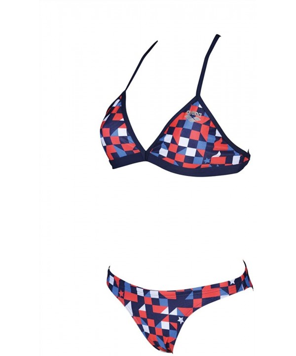 Women's Red USA Tie Back MaxLife Bikini Swimsuit - Navy/Multi - Top - CF192CTDCG3 $19.38-Tankinis