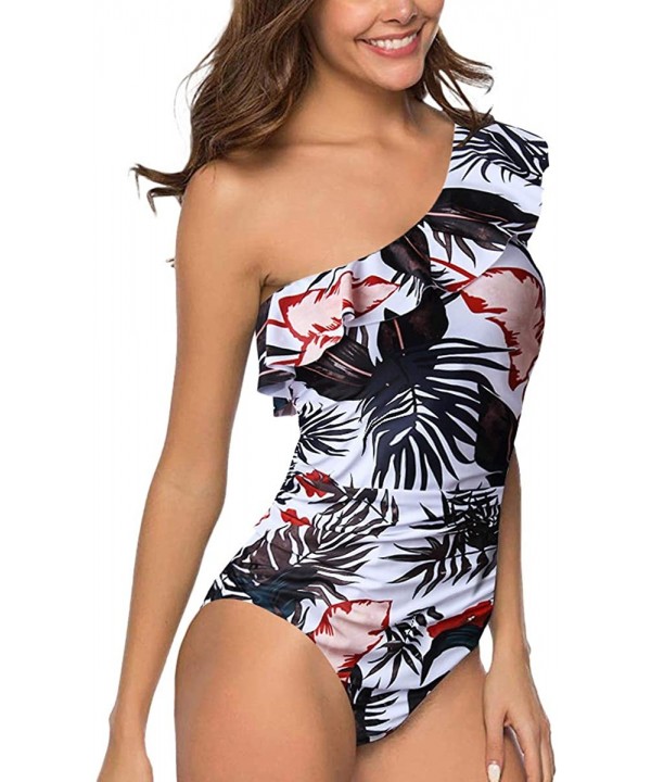 Women's One Piece Swimsuits One Shoulder Swimwear Asymmetric Ruffle Monokinis Bathing Suits - F57 - CV18T7RZHD3 $22.51-One-Pi...