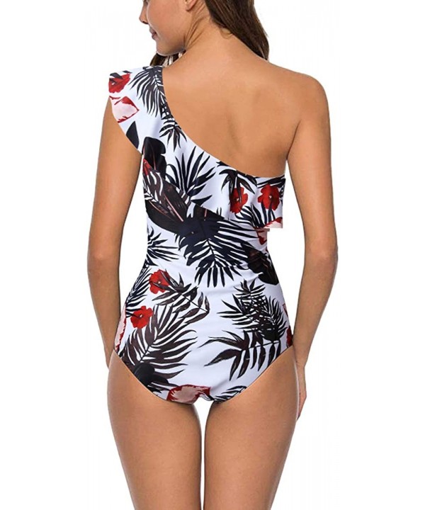 Women's One Piece Swimsuits One Shoulder Swimwear Asymmetric Ruffle Monokinis Bathing Suits - F57 - CV18T7RZHD3 $22.51-One-Pi...