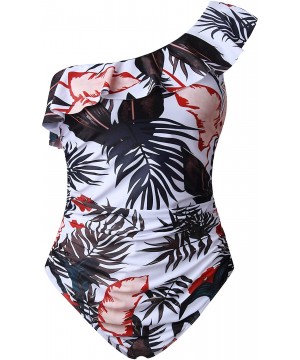 Women's One Piece Swimsuits One Shoulder Swimwear Asymmetric Ruffle Monokinis Bathing Suits - F57 - CV18T7RZHD3 $22.51-One-Pi...