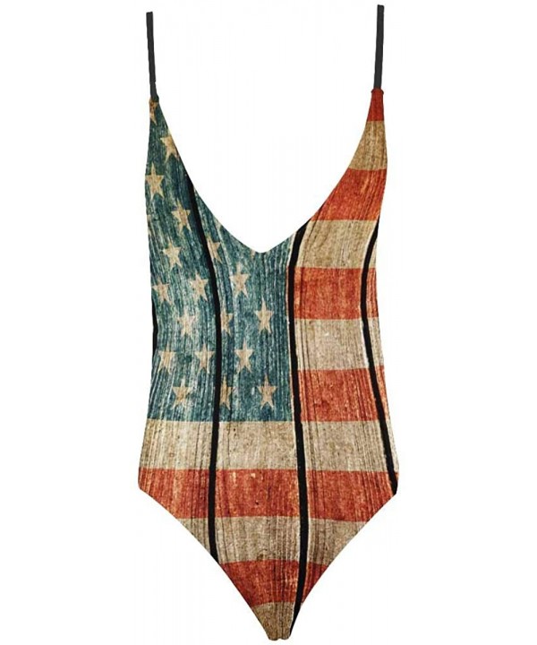 Cool National Flags V-Neck Women Lacing Backless One-Piece Swimsuit Bathing Suit XS-3XL - American Flag 01 - C918RAXUR30 $36....