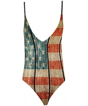 Cool National Flags V-Neck Women Lacing Backless One-Piece Swimsuit Bathing Suit XS-3XL - American Flag 01 - C918RAXUR30 $36....