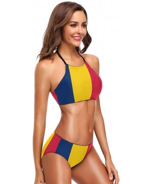 Flag 2 PC Swimsuits Woman Bikini High Neck Swimwear S-3XL - Multi 18 - CZ18NN39H4W $25.50-Sets