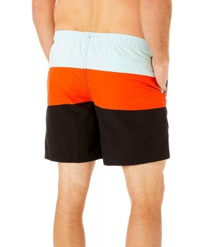 Mens Stripe Print Swim Trunks - Blue/Orange/Black - CL195RECGST $23.97-Trunks