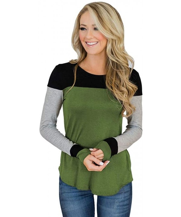 Women's Comfy Casual Long Sleeve Side Twist Knotted Tops Blouse Tunic T Shirts F6 - B - CP18U79O02E $19.26-Rash Guards