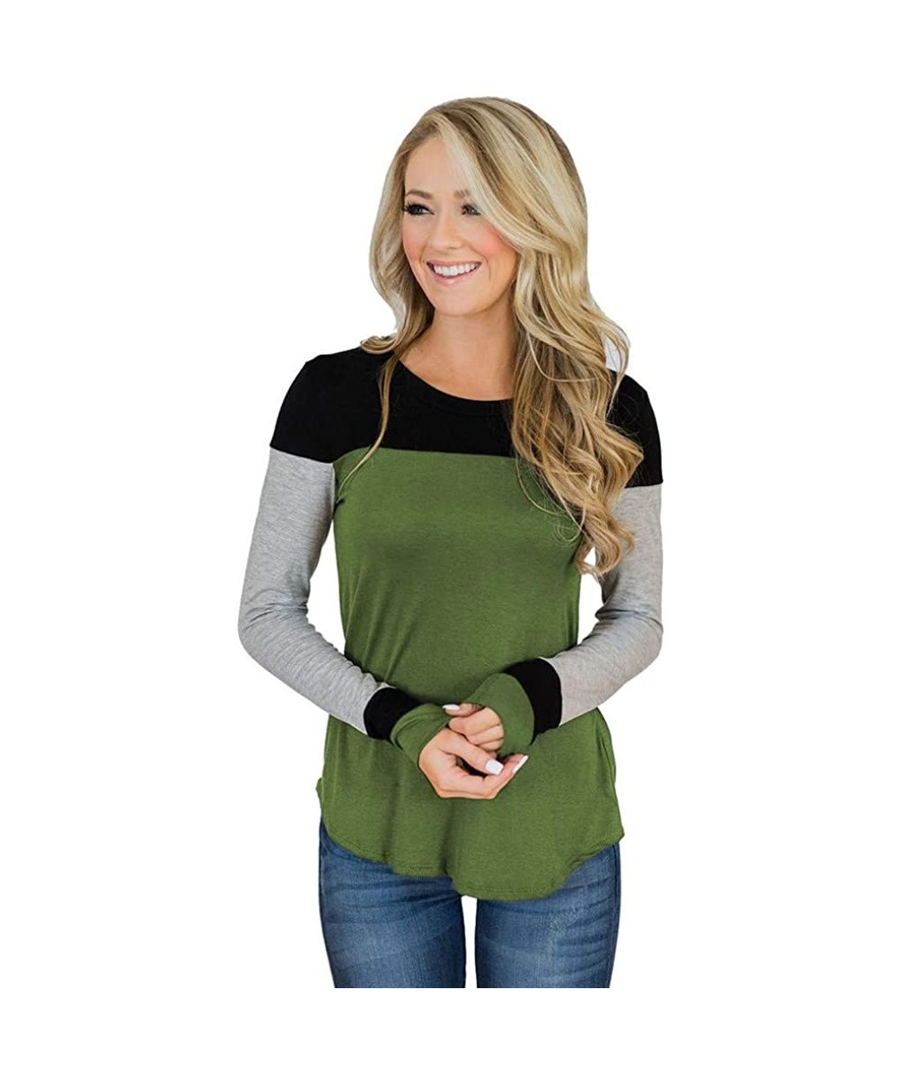 Women's Comfy Casual Long Sleeve Side Twist Knotted Tops Blouse Tunic T Shirts F6 - B - CP18U79O02E $19.26-Rash Guards