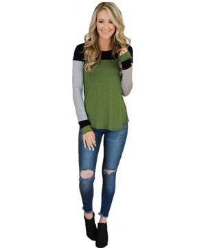 Women's Comfy Casual Long Sleeve Side Twist Knotted Tops Blouse Tunic T Shirts F6 - B - CP18U79O02E $19.26-Rash Guards