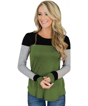 Women's Comfy Casual Long Sleeve Side Twist Knotted Tops Blouse Tunic T Shirts F6 - B - CP18U79O02E $19.26-Rash Guards