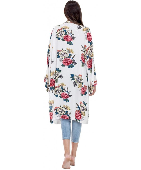 Women's Kimono Cardigan Casual Dress Beach Cover Up Floral Print Loose Open Front Duster-Length (Free Size) - 79 - CP199QHRL2...