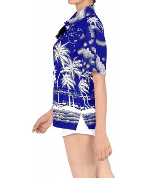 Women Plus Size Hawaiian Regular Fit Short Sleeve Tunic Shirt Printed D - Blue_x119 - C312O30IDHL $25.21-Cover-Ups