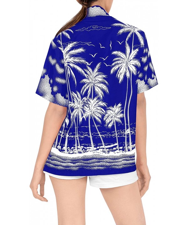 Women Plus Size Hawaiian Regular Fit Short Sleeve Tunic Shirt Printed D - Blue_x119 - C312O30IDHL $25.21-Cover-Ups