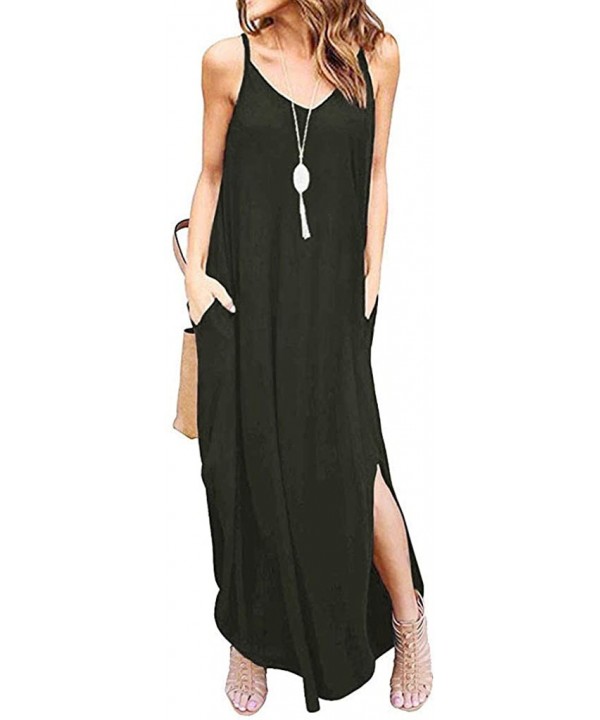 Womens Dresses Summer Plus Size Women's Casual Sexy Stripe Bodycon Long Maxi Floor Length Sleeveless Sundresses - Z Green 02 ...