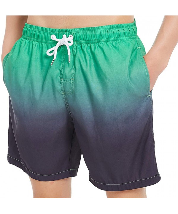 Mens Swim Trunks- Quick Dry Mens Boardshorts- 7 Inches Inseam Mens Bathing Suits with Mesh Lining - Green Gradient - CB18SZ84...