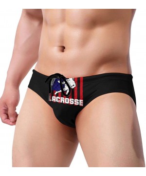 Lacrosse USA Flag Mens Bikini Swimsuit Funny Bathing Suit with Drawstring - C719E7GOH37 $23.24-Briefs