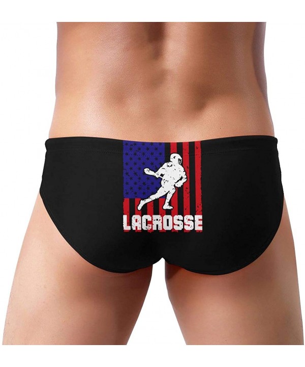 Lacrosse USA Flag Mens Bikini Swimsuit Funny Bathing Suit with Drawstring - C719E7GOH37 $23.24-Briefs