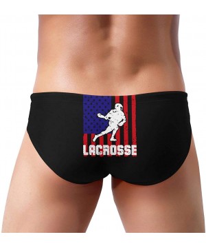 Lacrosse USA Flag Mens Bikini Swimsuit Funny Bathing Suit with Drawstring - C719E7GOH37 $23.24-Briefs