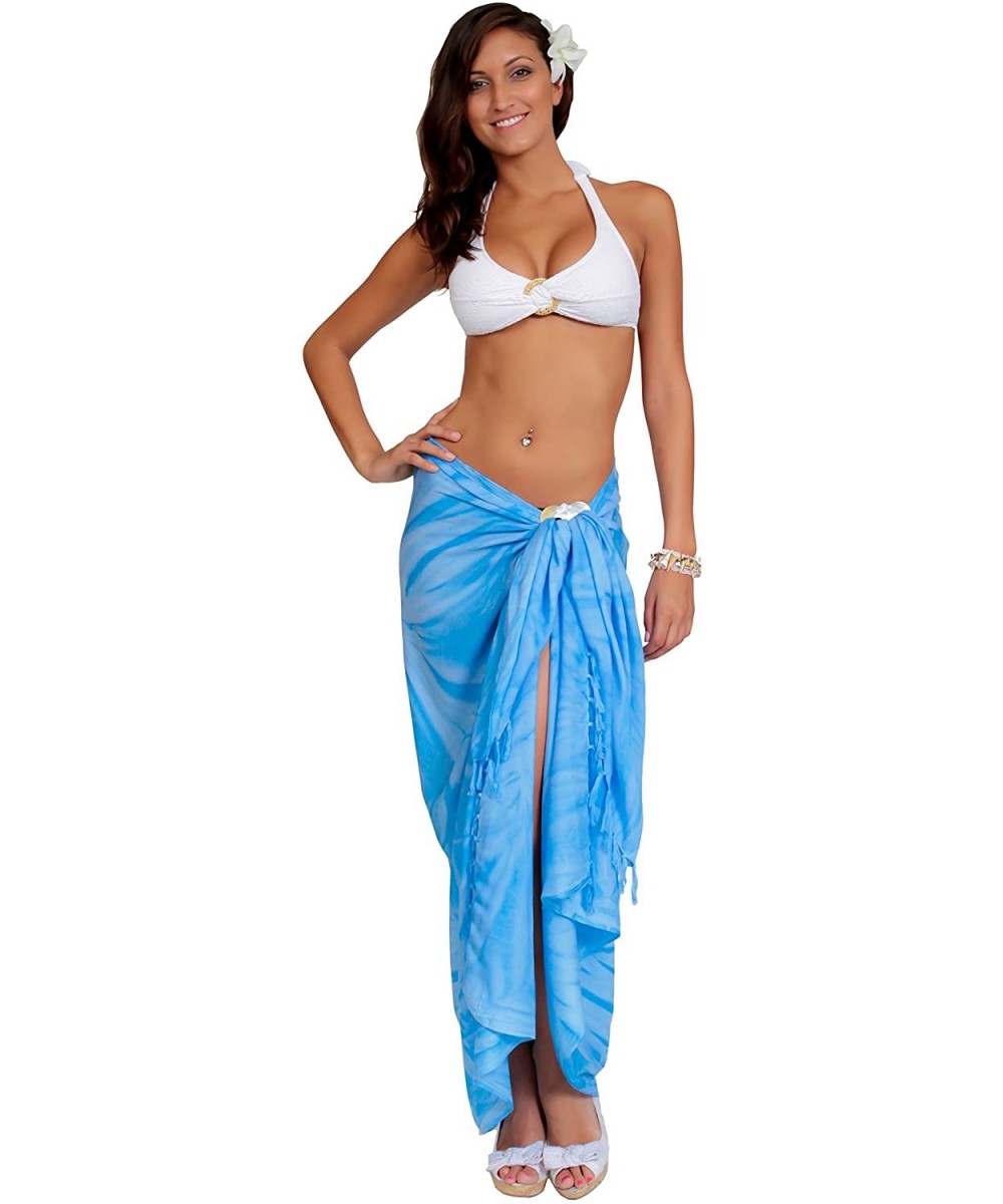 Womens Smoked Swimsuit Cover-Up Sarong in Your Choice of Color - Light Blue - C5118CRHXBJ $21.81-Cover-Ups