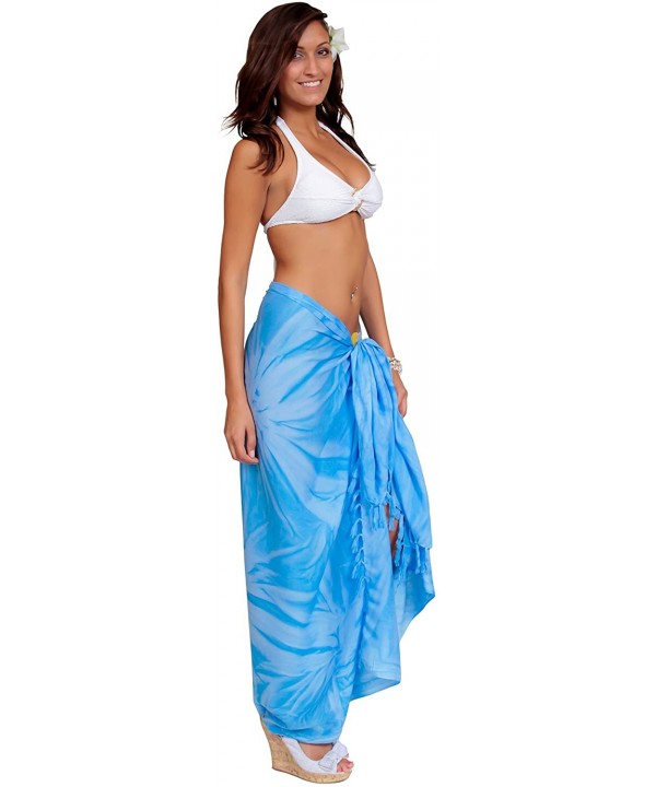 Womens Smoked Swimsuit Cover-Up Sarong in Your Choice of Color - Light Blue - C5118CRHXBJ $21.81-Cover-Ups