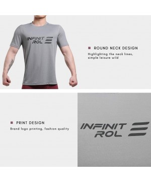 Men's Shirts Short Sleeve Logo T UPF 50+ Athletic Workout Top - Light Gray - CL18QWHMD3L $8.65-Rash Guards