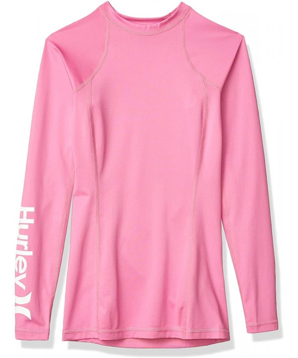 Women's One & Only Long Sleeve Fitted Rashguard SPF Protection Shirt - China Rose/White - C018WHYCOG3 $39.95-Rash Guards