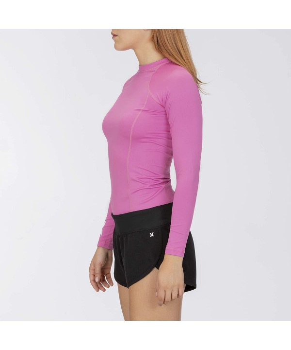 Women's One & Only Long Sleeve Fitted Rashguard SPF Protection Shirt - China Rose/White - C018WHYCOG3 $39.95-Rash Guards