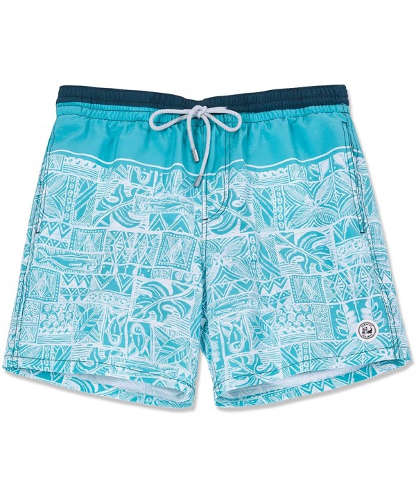 Men's Floral Print Quick Dry Swim Trunk - Sky Blue - Graffiti - CQ196SMRG0L $17.42-Trunks