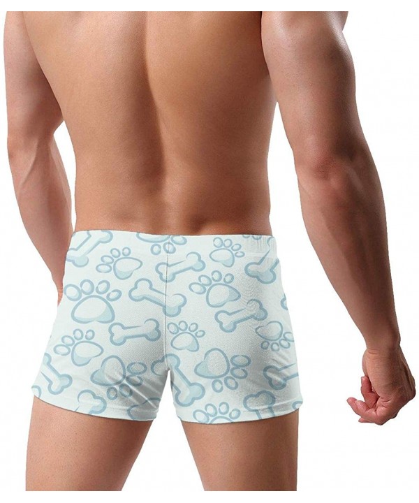 Pink Pizza Pattern Men's Swim Boxer Briefs Breathable Swimwear Sexy Square Leg Swimsuit Quick Dry Underwear Shorts - Pale Blu...