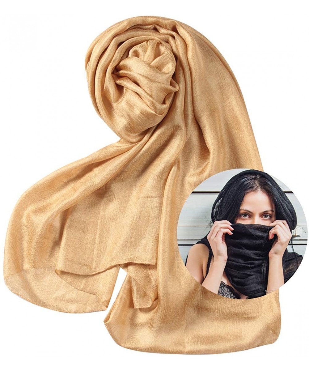 Womens Scarf Shawl Fashion Lightweight Soft Large Swim Cover up Thin Scarf Head Wrap - 00 Sikly Gold - CE18I8EMNRX $12.73-Cov...