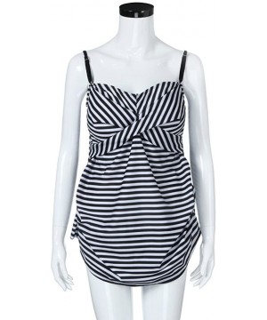 Maternity Tankini- Two Piece Strapless Stripe Bikini Long Hem Beach Padded Bathing Suits Womens Swimsuits - Black - CR18MG9CZ...