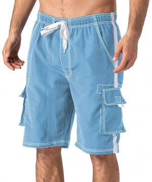 Men's Swimtrunks Quick Dry Mesh Lining Beach Swimsuit Shorts with 4 Pockets - Light Blue - C21943WM2QU $13.07-Trunks