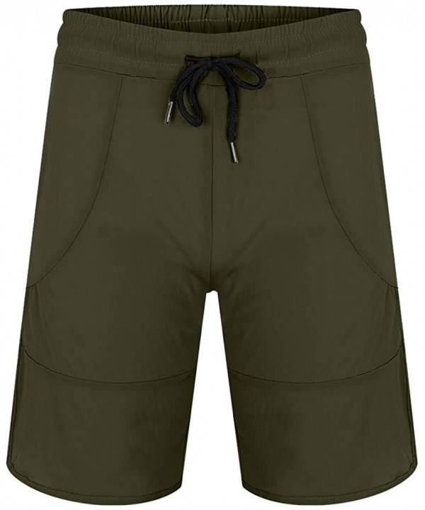 Men's Workout Running Shorts Elastic Waist Quick Dry Gym Athletic Jogger Short Pants with Pockets - Army Green - CY194K6G9TZ ...