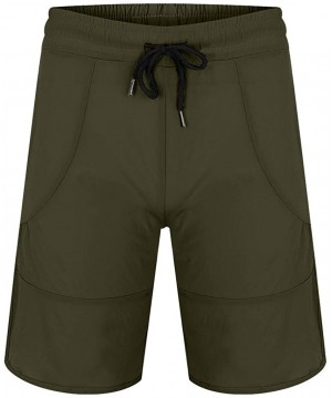 Men's Workout Running Shorts Elastic Waist Quick Dry Gym Athletic Jogger Short Pants with Pockets - Army Green - CY194K6G9TZ ...