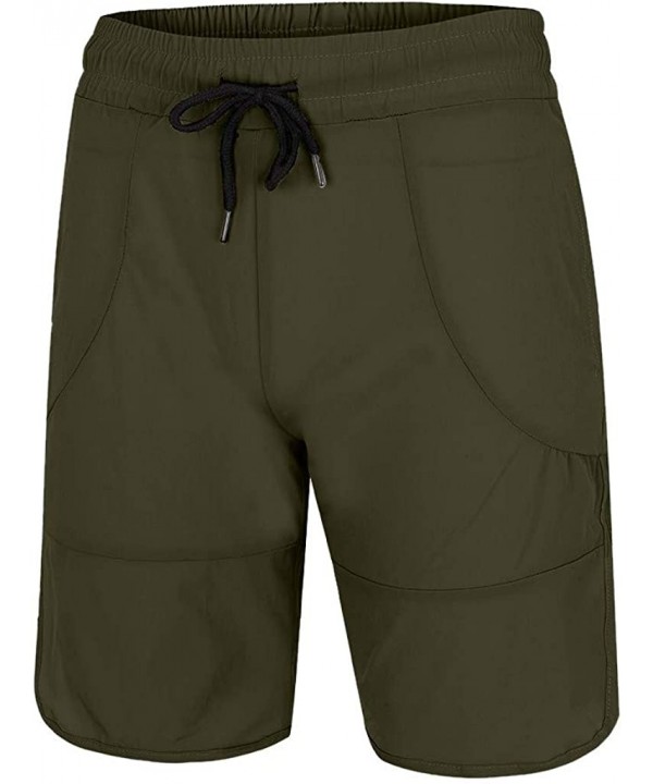 Men's Workout Running Shorts Elastic Waist Quick Dry Gym Athletic Jogger Short Pants with Pockets - Army Green - CY194K6G9TZ ...