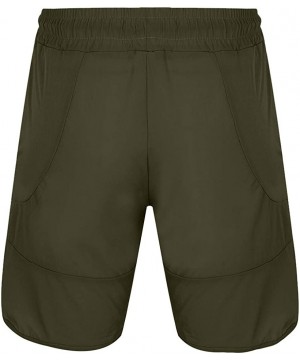 Men's Workout Running Shorts Elastic Waist Quick Dry Gym Athletic Jogger Short Pants with Pockets - Army Green - CY194K6G9TZ ...