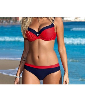 Womens Padded Push-Up Bra Bikini Set Swimsuit Bathing Suit Swimwear Beachwear Flawless Women's Swimsuits - D - C318T0RT8XO $2...