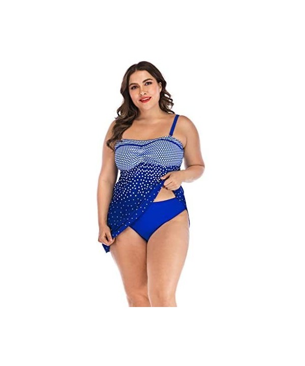 Womens Plus Size Swimming Split Swimsuit Swimwear Push Up Beach Bikini Sets - Blue - C518N89XC95 $16.91-One-Pieces