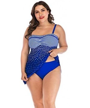 Womens Plus Size Swimming Split Swimsuit Swimwear Push Up Beach Bikini Sets - Blue - C518N89XC95 $16.91-One-Pieces