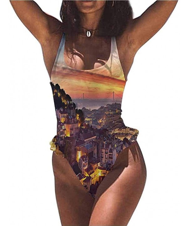 Super Cute Bikini City- Urban Life Scene Hectic Night Adjustable to Fit Anyone - Multi 15-one-piece Swimsuit - CO19E84N9QW $4...