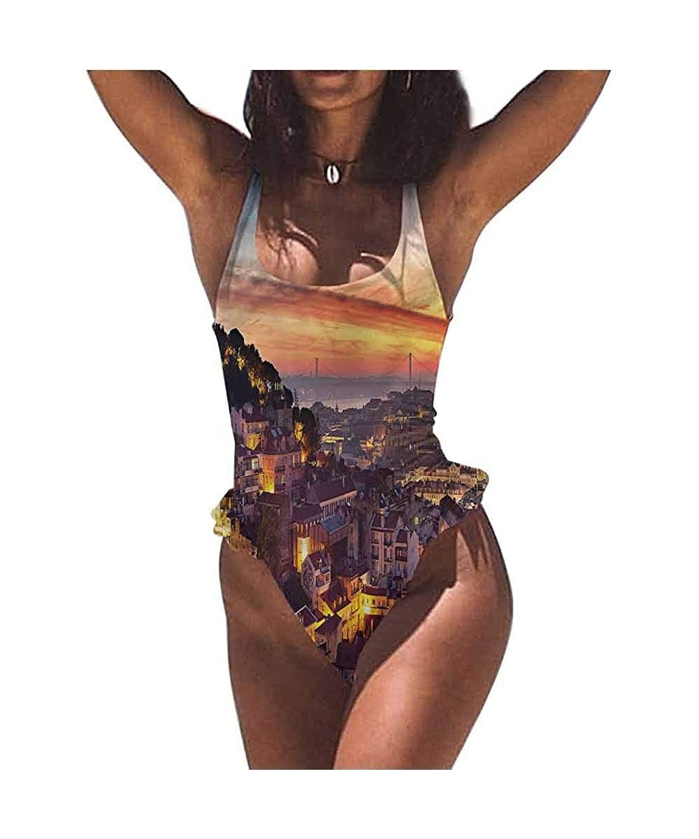 Super Cute Bikini City- Urban Life Scene Hectic Night Adjustable to Fit Anyone - Multi 15-one-piece Swimsuit - CO19E84N9QW $4...