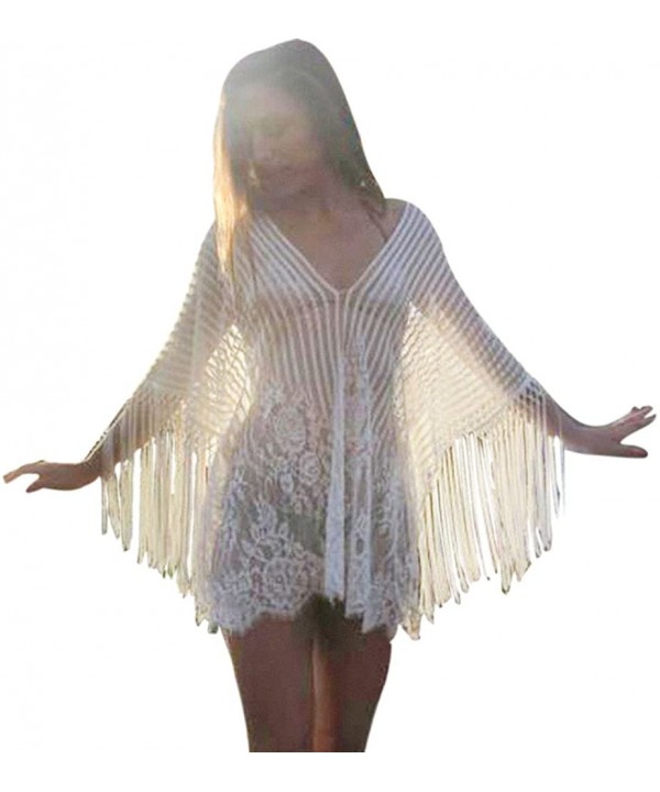 Swimsuit for Women Top Sexy Women Bathing Bikini Swimsuit Swimwear Chiffon Sunscreen Blouse Beach Cover Up White C - CX18OM6Y...