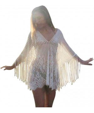 Swimsuit for Women Top Sexy Women Bathing Bikini Swimsuit Swimwear Chiffon Sunscreen Blouse Beach Cover Up White C - CX18OM6Y...