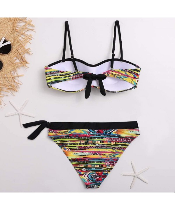 Women Two Piece Sexy Print Color Sets Plus Size Beachwear Swimsuit Bikini - Yellow - C5190RMXADT $18.64-Sets