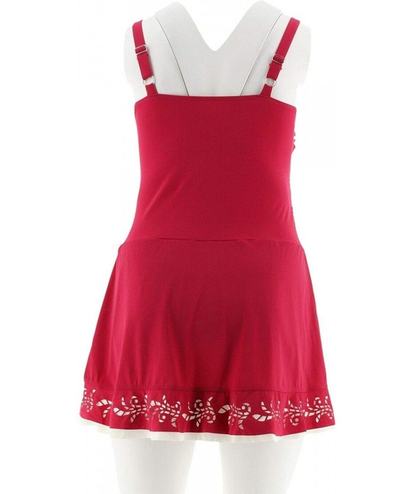 Beach Ruched Swim Dress Laser Cut Hem A303945 - Raspberry - C518T0OE38D $32.38-One-Pieces