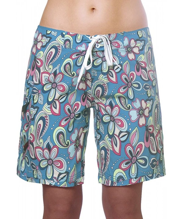 Women's 4-Way Stretch 9" Swim Shorts Boardshorts - Aqualani - CO189UOGXCG $37.39-Board Shorts