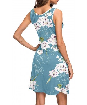 Women's Summer Casual T Shirt Dresses Beach Cover up Plain Tank Dress with Pockets - Floral Light Blue - CE1900MZRTO $22.22-C...