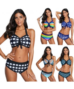 Women 2 Piece Racerback Bathing Suit Push-up Beach Swimsuit Bikini Set Two Piece Swimwear - 01 Multicolor - CO1953Q7K6D $21.5...